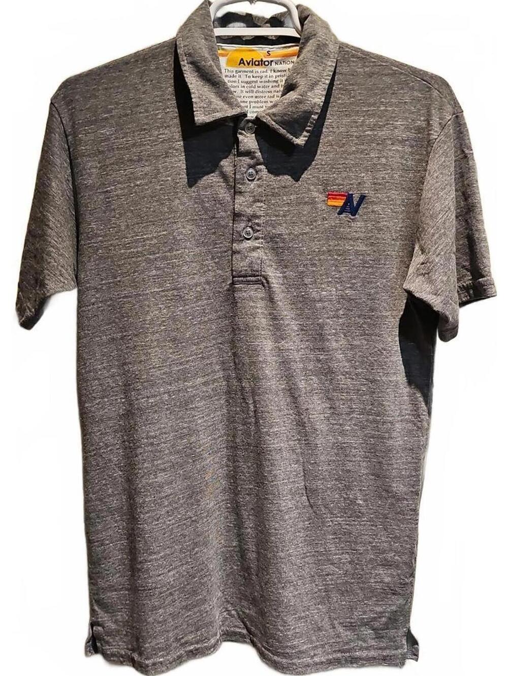 AVIATOR NATION POLO - HEATHER GREY size S